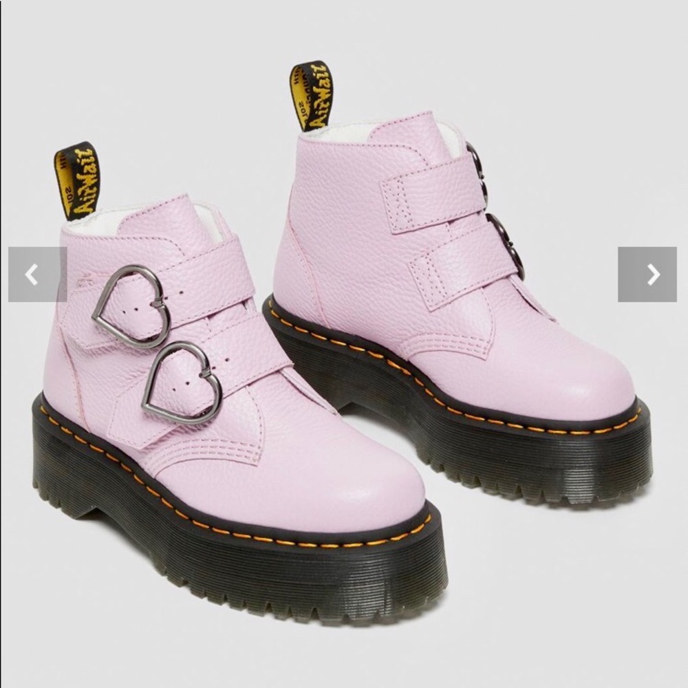 Women's Pink Heart-Buckle Platform Ankle Boots
